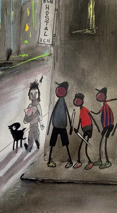 Барселона www. es (Barcelona www. es) – стрит-арт: кадр из видео Art Is Trash Франсиско де Пахаро