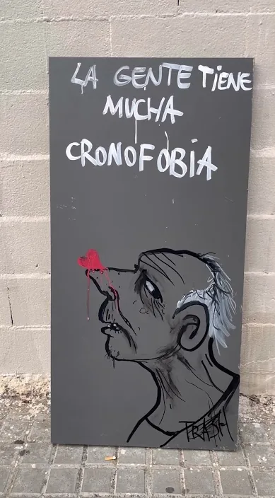 Kronofobi (Cronofobia) – gadekunst i Barcelona: scene fra Art Is Trash-videoen af Francisco de Pájaro