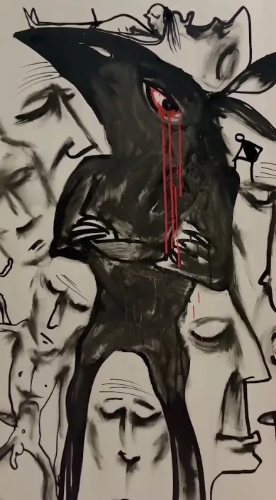 corbeau (Cuervo) – street art à Barcelone : scène de la vidéo Art Is Trash de Francisco de Pájaro