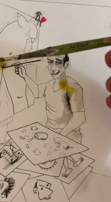 Cúrcuma pura – street art in Barcelona: scene from the Art Is Trash video by Francisco de Pájaro