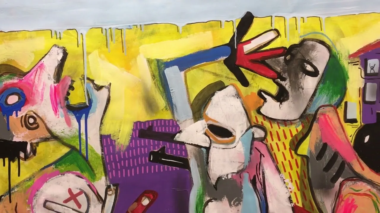 Días de ira. Pintura en el estudio – arte urbano en Barcelona: escena del vídeo de Art Is Trash de Francisco de Pájaro