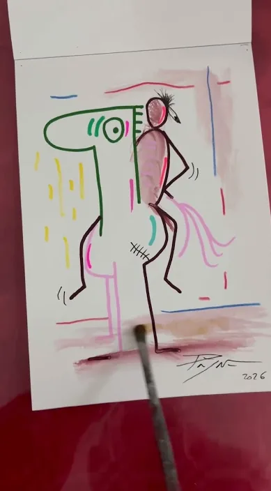 Dibuixos de línies de colors sobre paper, Barcelona – Art Is Trash