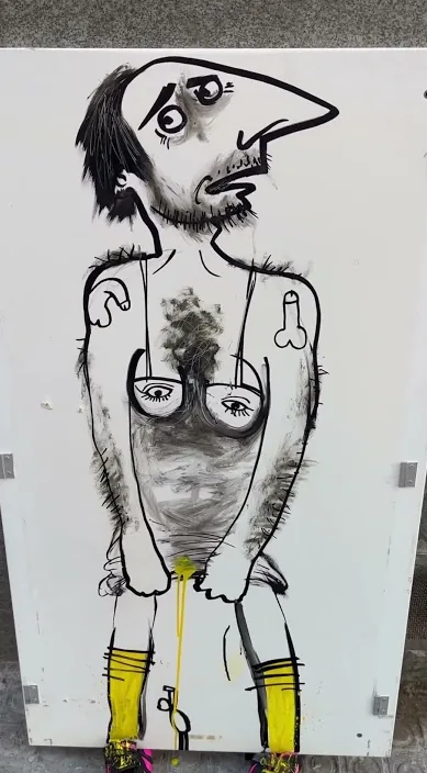 Der Schwanz des Gamo (El cojeo del gamo) – Street-Art in Barcelona: Szene aus dem Art-Is-Trash-Video von Francisco de Pájaro