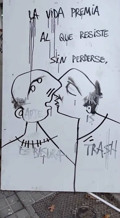 El premio – arte urbano en Barcelona: escena del vídeo de Art Is Trash de Francisco de Pájaro