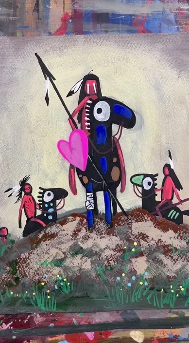 På toppen af hjørnet er det (En lo alto del cerro. es) – gadekunst i Barcelona: scene fra Art Is Trash-videoen af Francisco de Pájaro