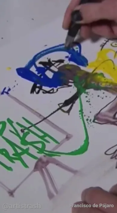Entrevista completa em: Vídeos (Entrevista completa en: vídeos) – arte de rua em Barcelona: cena do vídeo de Art Is Trash de Francisco de Pájaro