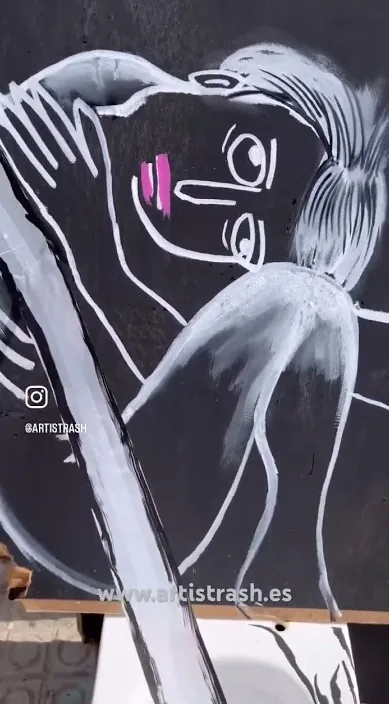 Avui fa un dia meravellós (Hoy hace un día precioso) – art urbà a Barcelona: escena del vídeo d'Art Is Trash de Francisco de Pájaro