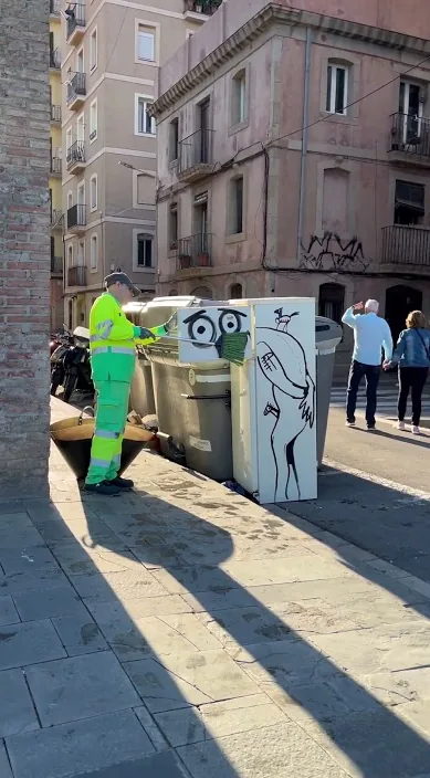 Invincible (Invencible) – street art à Barcelone : scène de la vidéo Art Is Trash de Francisco de Pájaro