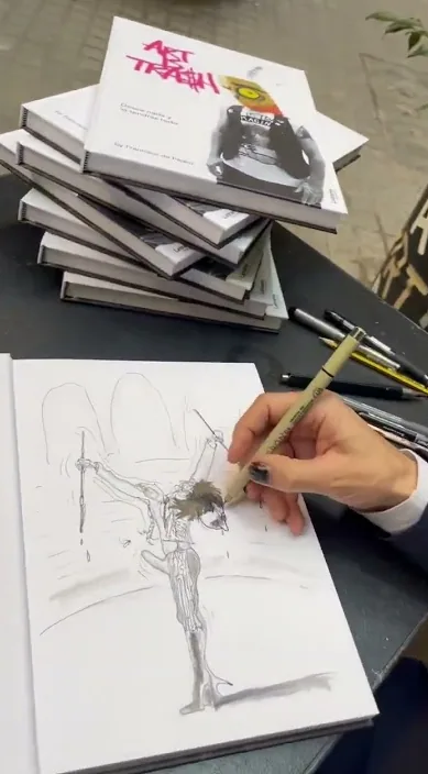 Libro autobiográfico ilustrado www. es – arte urbano en Barcelona: escena del vídeo de Art Is Trash de Francisco de Pájaro