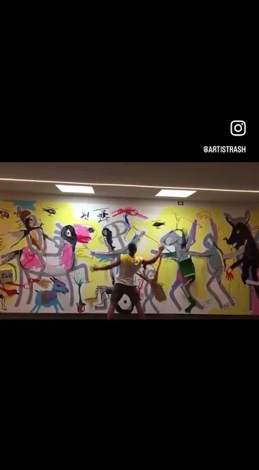 Mural i Calabria (Mural en calabria) – gadekunst i Barcelona: scene fra Art Is Trash-videoen af Francisco de Pájaro