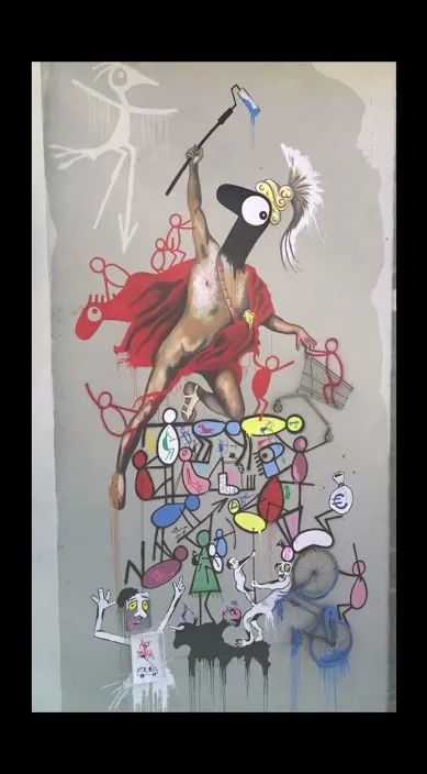 Mural i Italien (Mural en italia es) – gadekunst: scene fra Art Is Trash-videoen af Francisco de Pájaro