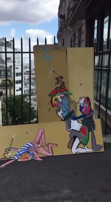 Picasso 50° aniversario es – arte urbano en Barcelona: escena del vídeo de Art Is Trash de Francisco de Pájaro