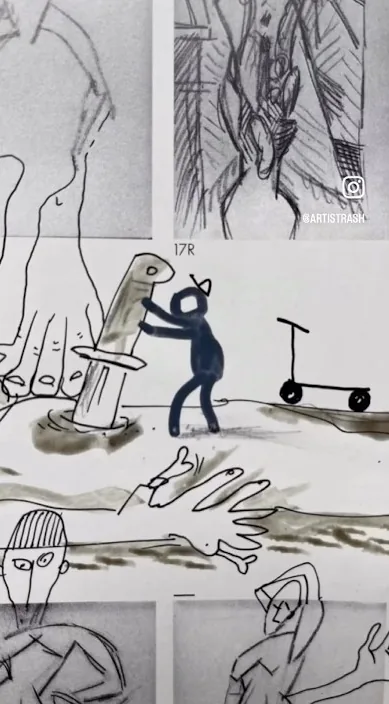 Malen mit Picasso (Pintando con picasso) – Street-Art in Barcelona: Szene aus dem Art-Is-Trash-Video von Francisco de Pájaro