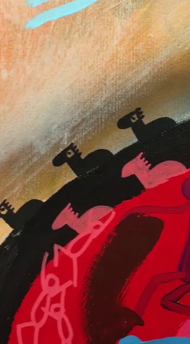 Akrylmaleri på lærred (Pintura acrílica sobre lienzo) – gadekunst i Barcelona: scene fra Art Is Trash-videoen af Francisco de Pájaro