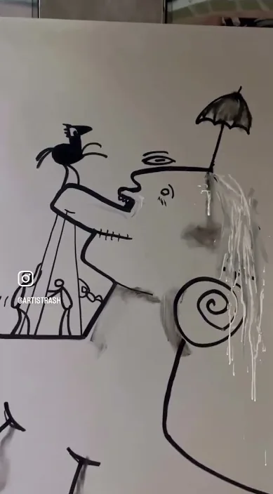 Gendannelse af tørhed (Recupera la sobriedad) – gadekunst i Barcelona: scene fra Art Is Trash-videoen af Francisco de Pájaro