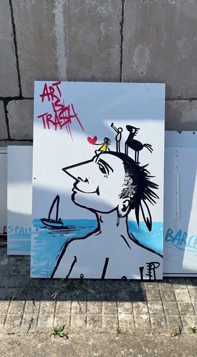 Salutació (Salento) – art urbà a Barcelona: escena del vídeo d'Art Is Trash de Francisco de Pájaro