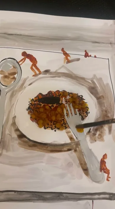 Una obra de arte para comérsela – arte urbano en Barcelona: escena del vídeo de Art Is Trash de Francisco de Pájaro