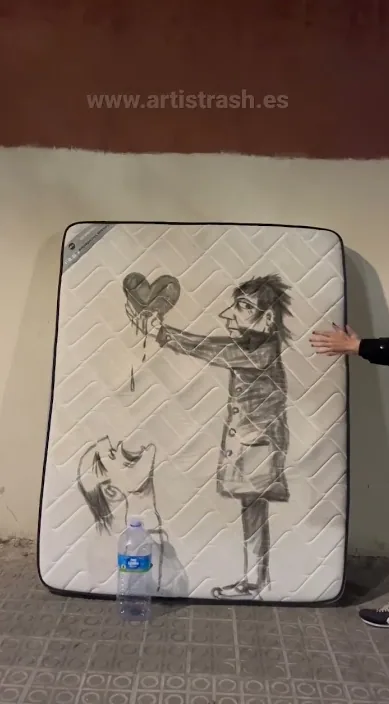 Clip de arte callejero – arte urbano en Barcelona: escena del vídeo de Art Is Trash de Francisco de Pájaro